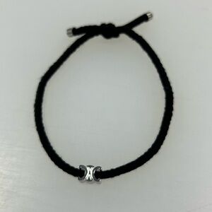 Celine Black Cord Bracelet with Silver Logo Unisex